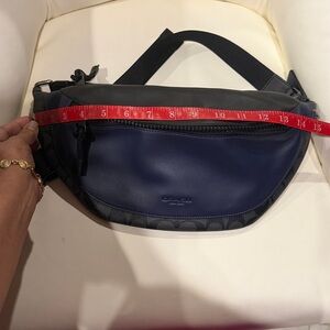 NWT  Large Coach Warren Colorblock Leather and Signature Canvas Belt Bag